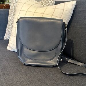 Neely & Chloe Navy Leather Crossbody Saddle Bag